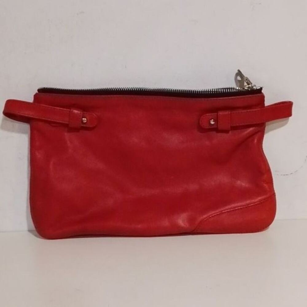 Johnny Farah New York red leather clutch bag